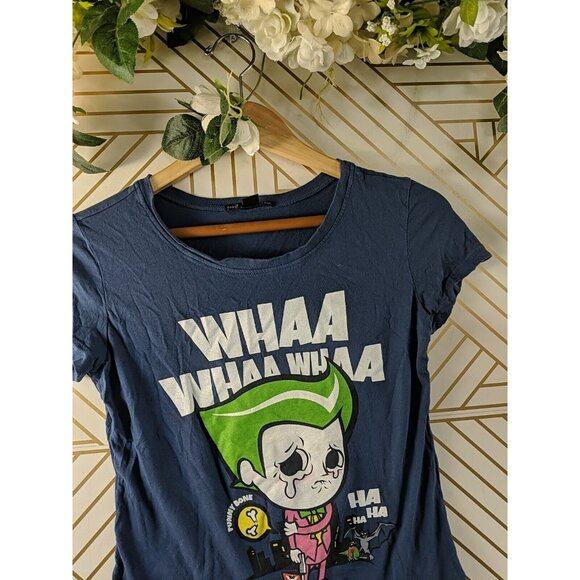 URBAN OUTFITTERS Project Social Tee Joker Graphic T-Shirt Blue Size Small - Picture 2 of 7